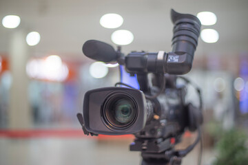 Fototapeta na wymiar TV camera in recording