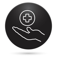 Obraz premium Medical cross icon, black circle button, vector illustration.