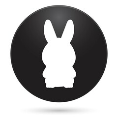 Hare icon, black circle button, vector illustration.