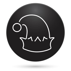 elf hat icon, black circle button, vector illustration.