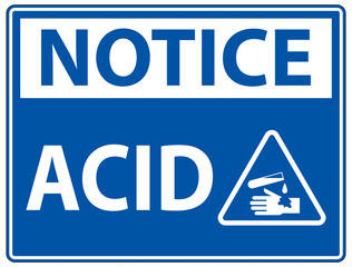 Label Acid Notice Sign On White Background
