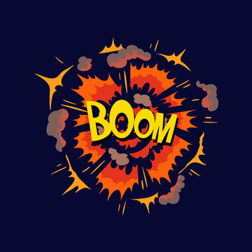 Boom. Comic book explosion. Hand drawn vector illustration