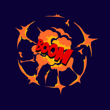 Boom. Comic book explosion. Hand drawn vector illustration