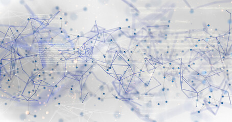 Global network. Blockchain. 3D illustration. Neural networks and artificial intelligence. Abstract