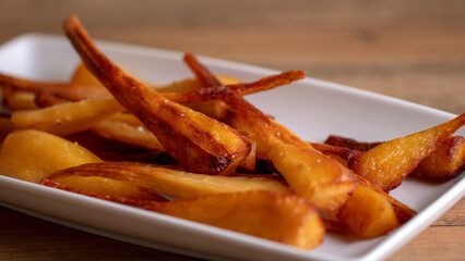 Roast parsnips,a traditional British side dish