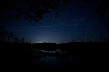 starry sky and lake