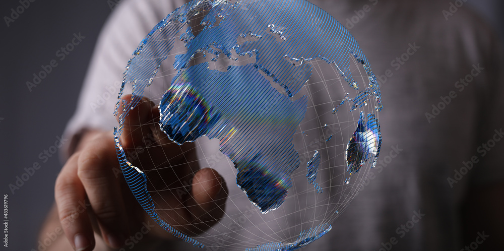 Poster map of the planet. world map. global social network