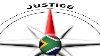 South Africa Globe Sphere Flag and Compass Concept Justice Titles – 3D Illustration