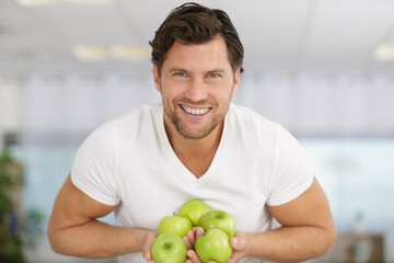 man with apples