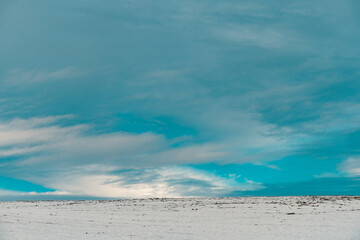 Plowed fields in winter, Toten, Norway.