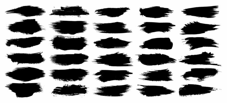 Black set paint, ink brush, brush strokes, brushes, lines, frames, box, grungy, brushes collection