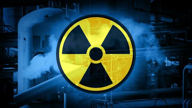 Smoking Industrial Facility With Nuclear Graphic