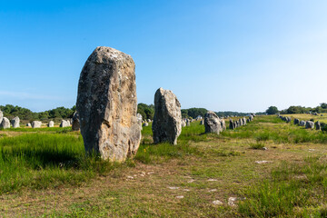Megalithic alignments from Carnac in France.