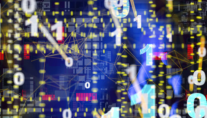 Global network. Blockchain. 3D illustration. Neural networks and artificial intelligence. Abstract