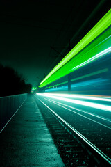 Naklejka premium train in motion in the fog