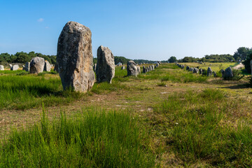 Megalithic alignments from Carnac in France.