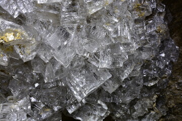  rock salt crystals in the Krysztalowa Cave, a nature reserve, Poland underground