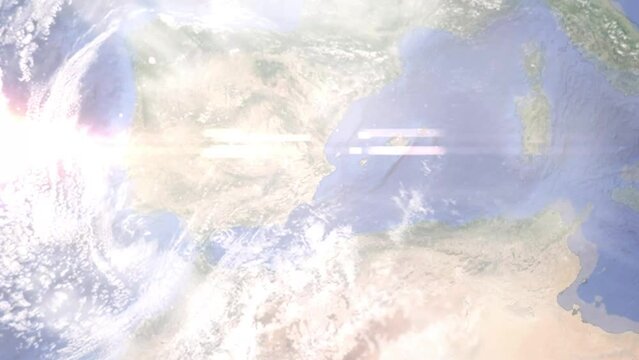 Zoom in from space and focus on Spain, Alicante. 3D Animation. Background for travel intro. Elements of this image furnished by NASA	