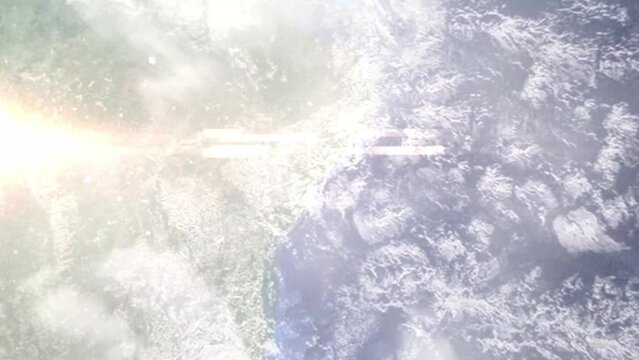 Zoom in from space and focus on Brazil, Aracaju. 3D Animation. Background for travel intro. Elements of this image furnished by NASA