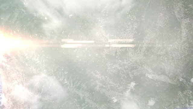 Zoom in from space and focus on Brazil, Cuiaba. 3D Animation. Background for travel intro. Elements of this image furnished by NASA