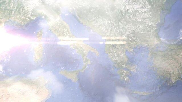Zoom in from space and focus on Italy, Taranto. 3D Animation. Background for travel intro. Elements of this image furnished by NASA