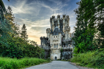 Enchanted castle of Butron in Bilbao, Spain - Medieval chateau.