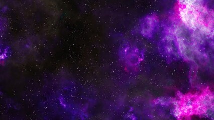 bright purple nebula and the glitter of stars.  purple nebula and cosmic dust.