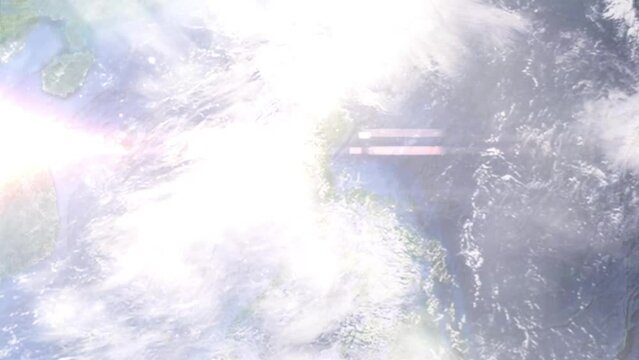 Zoom in from space and focus on Philippines, Marikina. 3D Animation. Background for travel intro. Elements of this image furnished by NASA