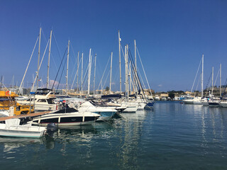 Fototapeta na wymiar luxury yachts moored in Valletta harbour in Malta 