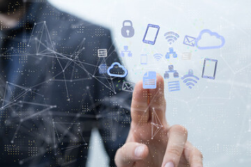 Futuristic in Industry 4.0 and business virtual diagram