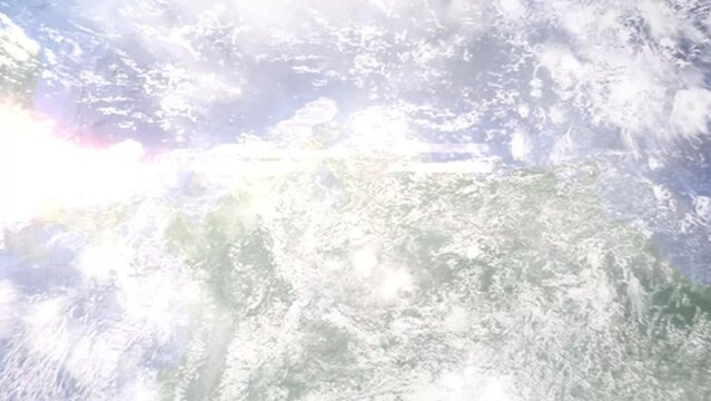 Zoom in from space and focus on Venezuela, Valera. 3D Animation. Background for travel intro. Elements of this image furnished by NASA