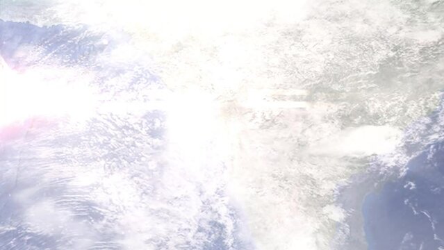 Zoom in from space and focus on India, Bhiwandi. 3D Animation. Background for travel intro. Elements of this image furnished by NASA	