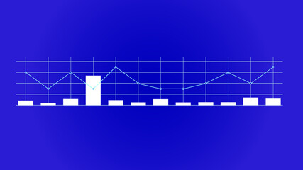 Statistics graph, exchange, stock market, stock exchange.  Navy blue background. Vector stock illustration.