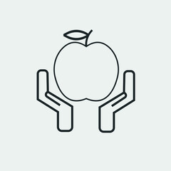 Apple in hand vector icon illustration sign