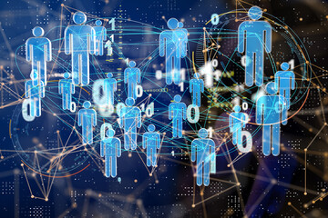 Abstract technology group and data 3d