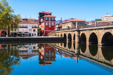 street view of chaves old town, portugal