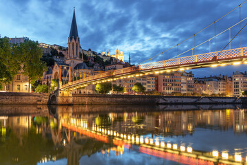Obraz premium view of Lyon at evening, france