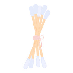 Cotton swabs vector stock illustration. Hygiene of the auricle. Isolated on a white background.