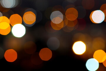 defocused lights dots, blurred lights of the city, bokeh lights