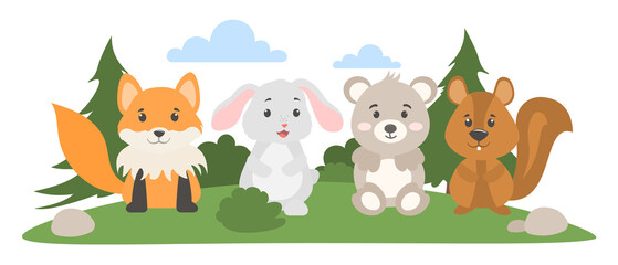 Set of forest animal