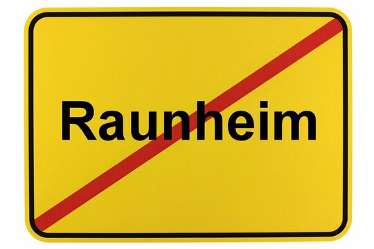 Illustration eines Ortsschildes der Stadt Raunheim