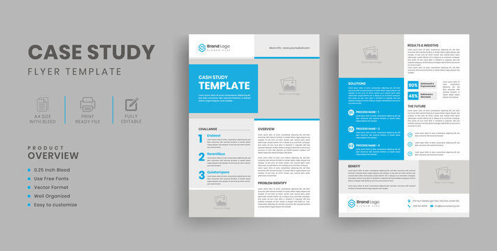 Corporate Business Case Study Template | Case Study Cover | Case Study Layout With Blue Background