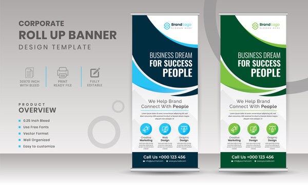 Creative and modern roll up banner design template | Mobile app roll up banner | corporate layout abstract background