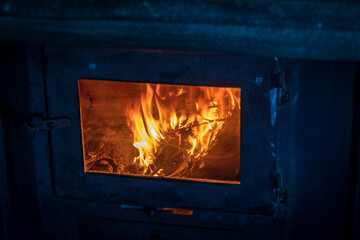 fire in fireplace