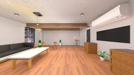 夜景が見えるリビングルーム