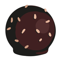 Chocolate candy, dessert. Hand drawn vector illustration in flat style. Single doodle of sweet food. Cartoon clipart isolated on white background.