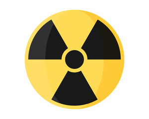 Fototapeta premium Round yellow symbol of radioactive contamination, nuclear danger and weapon.