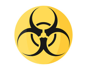 Round yellow symbol of biological pollution, danger and weapon.
