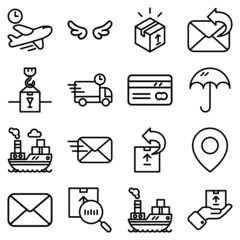 Delivery Flat Icon Set Isolated On White Background
