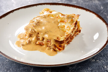 italian lasagna on the white plate